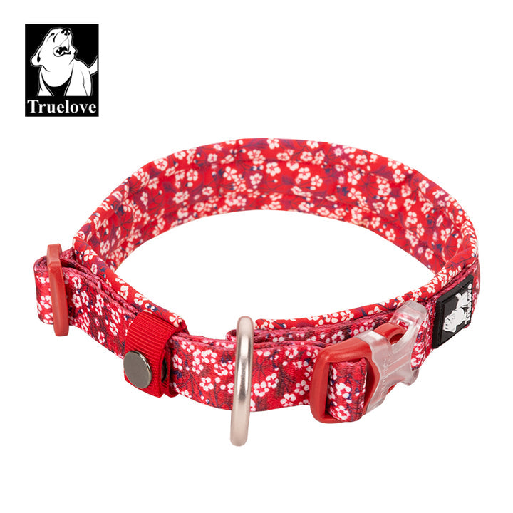 Padded Floral Dog Collar, Snap Buckle, Comfortable M