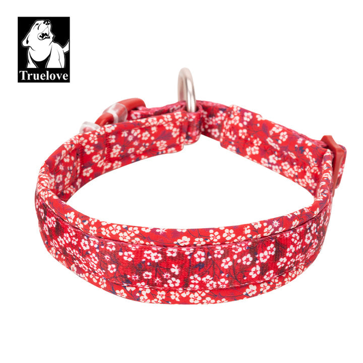 Padded Floral Dog Collar, Snap Buckle, Comfortable M