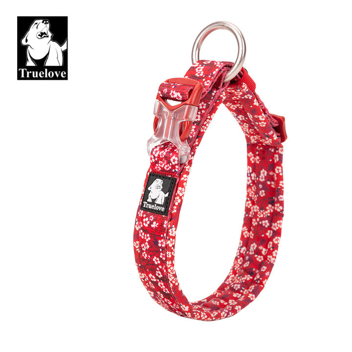 Padded Floral Dog Collar, Snap Buckle, Comfortable M