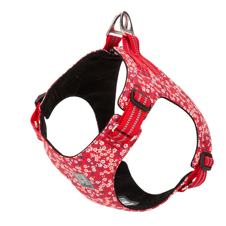 Reflective Floral Dog Harness, Lightweight, Adjustable, L