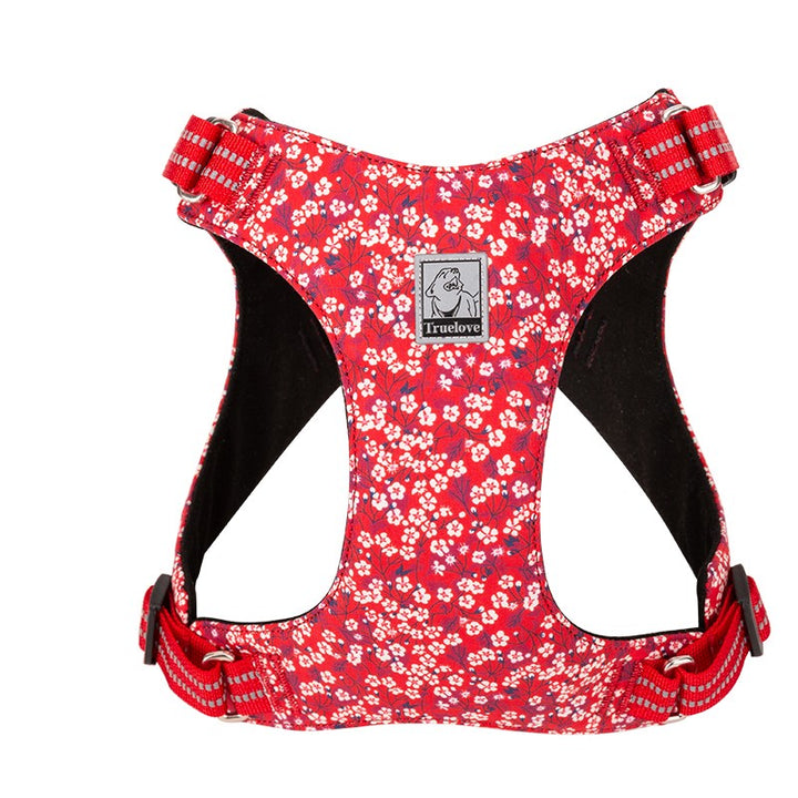 Reflective Floral Dog Harness, Lightweight, Adjustable, L