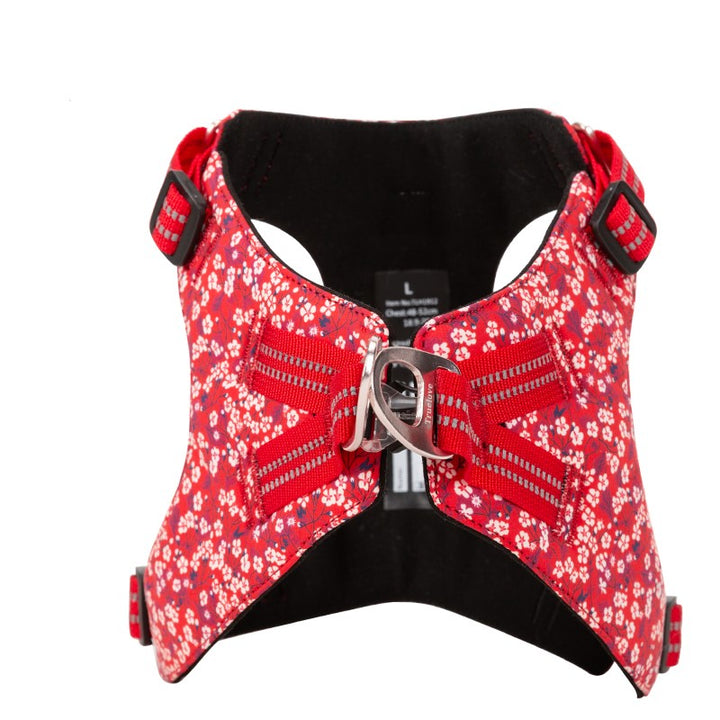 Reflective Floral Dog Harness, Lightweight, Adjustable, L