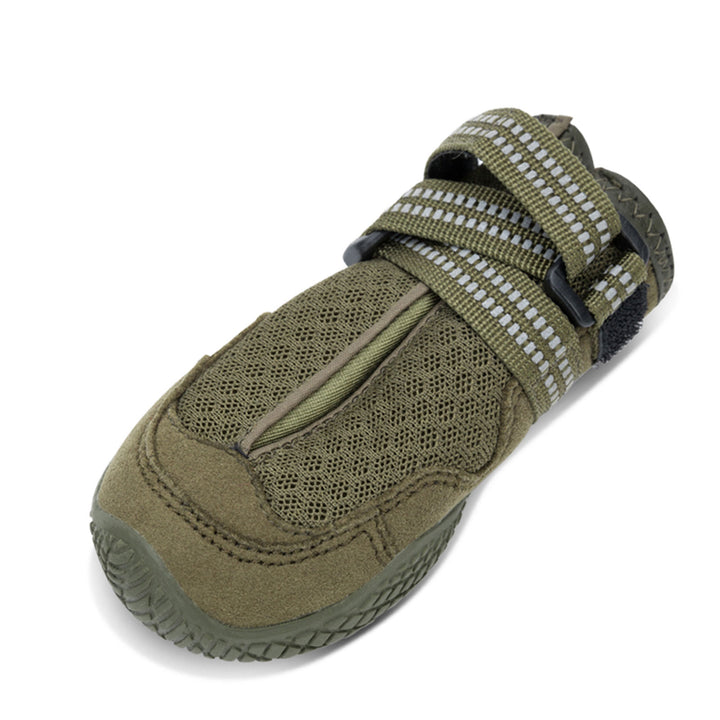 Weatherproof Army Green Dog Shoes, Adjustable Size 2