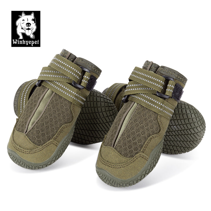 Weatherproof Army Green Dog Shoes, Adjustable Size 2