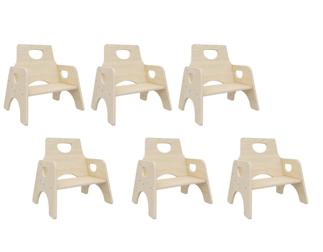 Jooyes Kids Stackable Wooden Toddler Chair H25cm - 6 Pack