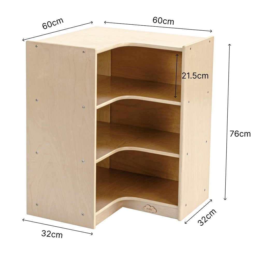 Jooyes Kids 3 Shelf Corner Storage Cabinet - H76cm