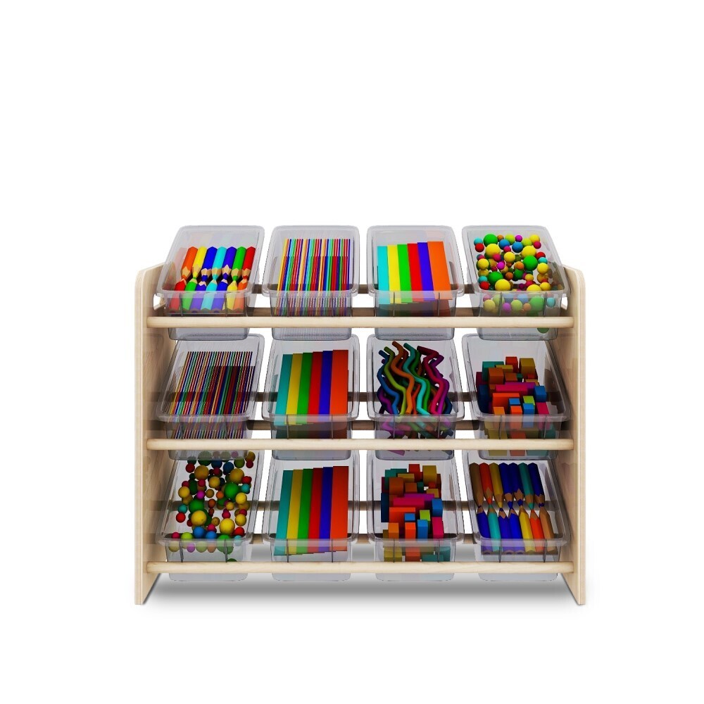 Jooyes Kids 3 Tier Toy Storage Rack Organiser Display Shelf With Bins