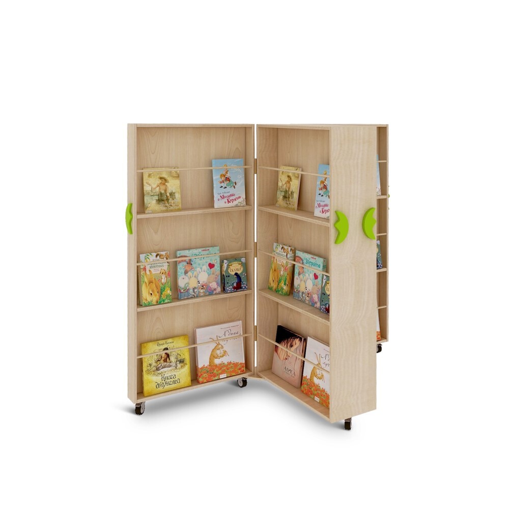 Jooyes Kids Foldable Bookcase Wooden Mobile Bookshelf
