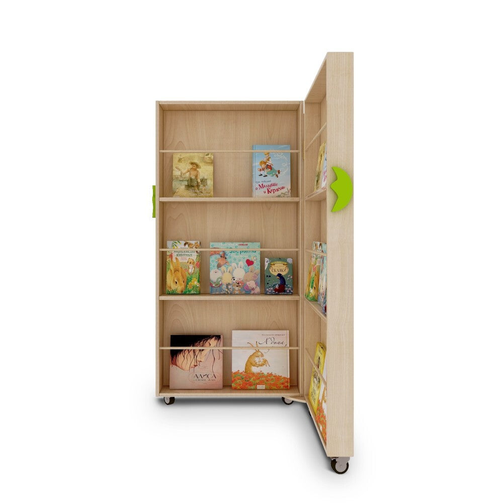 Jooyes Kids Foldable Bookcase Wooden Mobile Bookshelf