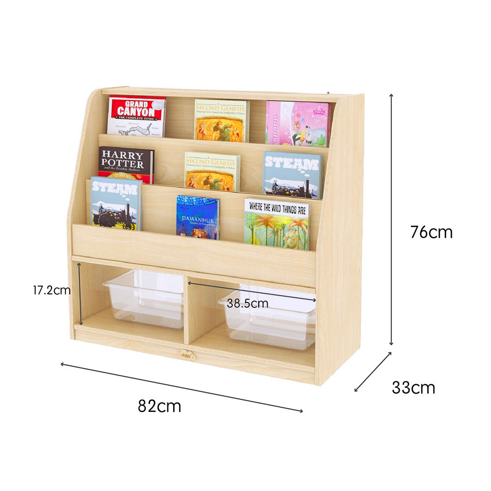 Jooyes Kids Double Side Wooden Bookcase With Storage