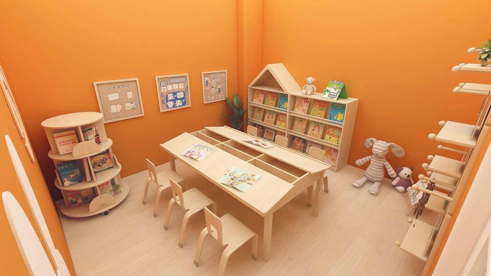Jooyes Kids Rotating Wooden Display Bookcase With Castors