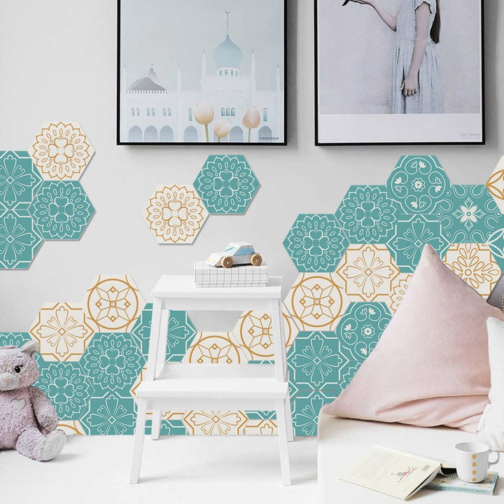 Multi-Colour Hexagon Tile Set 10PCS, Waterproof, Oil-proof Decals