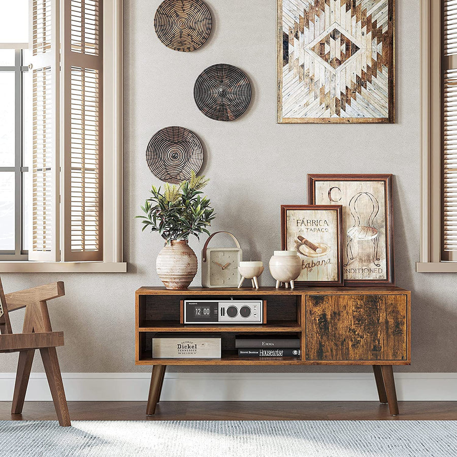 Industrial Wooden Look TV Stand, Storage Shelves & Cabinet