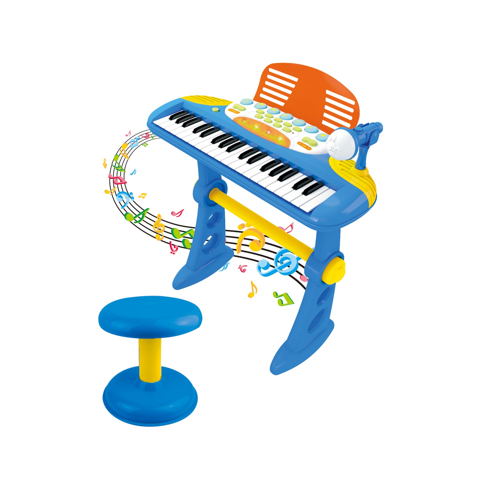 Children's Electronic Keyboard with Stand Blue Musical Instrument Toy