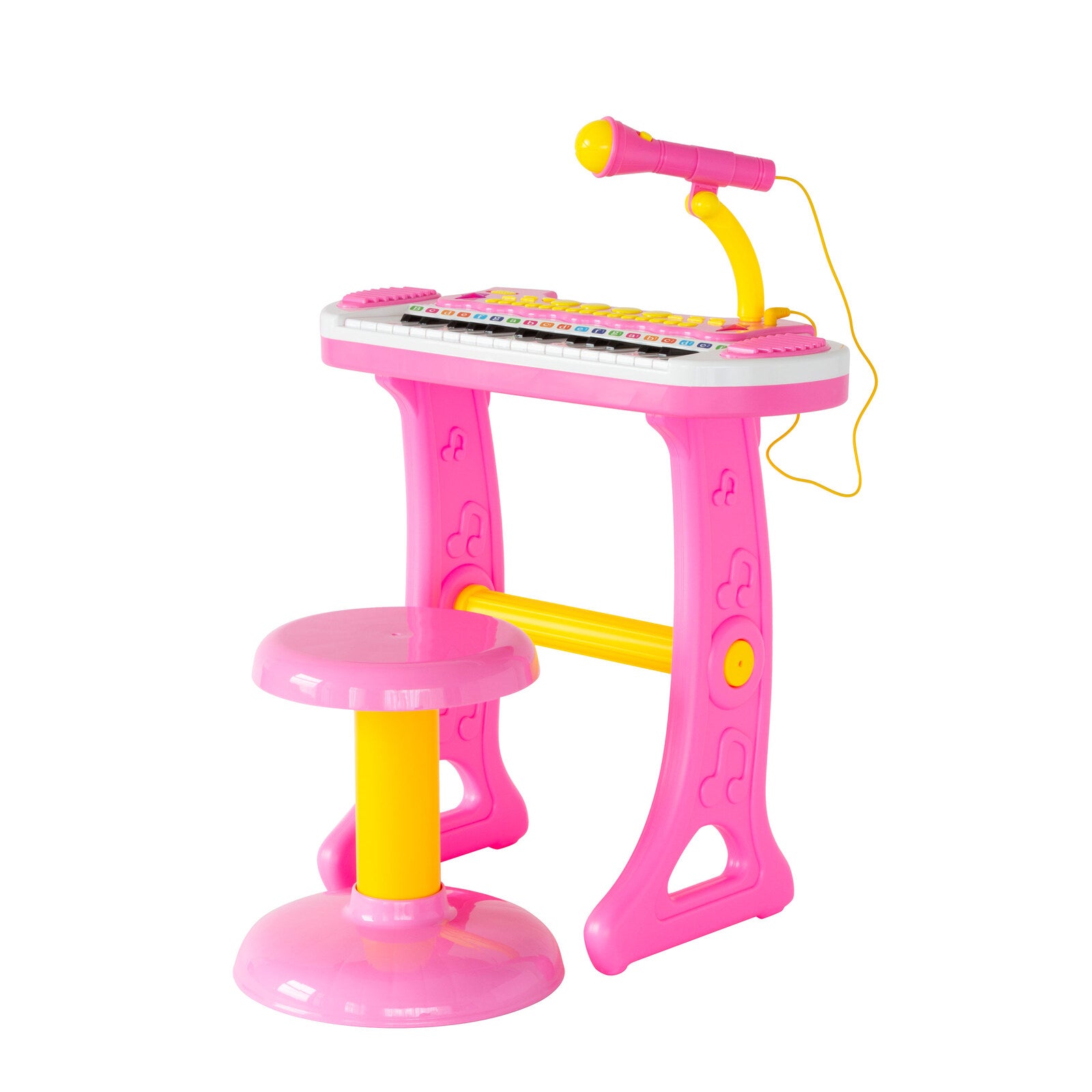 Children's Electronic Keyboard with Stand Pink Musical Instrument Toy