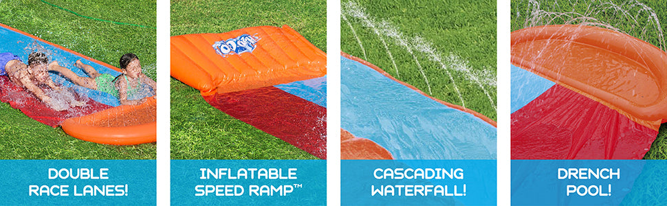 Double Inflatable Water Slide with Sprinklers - Bestway