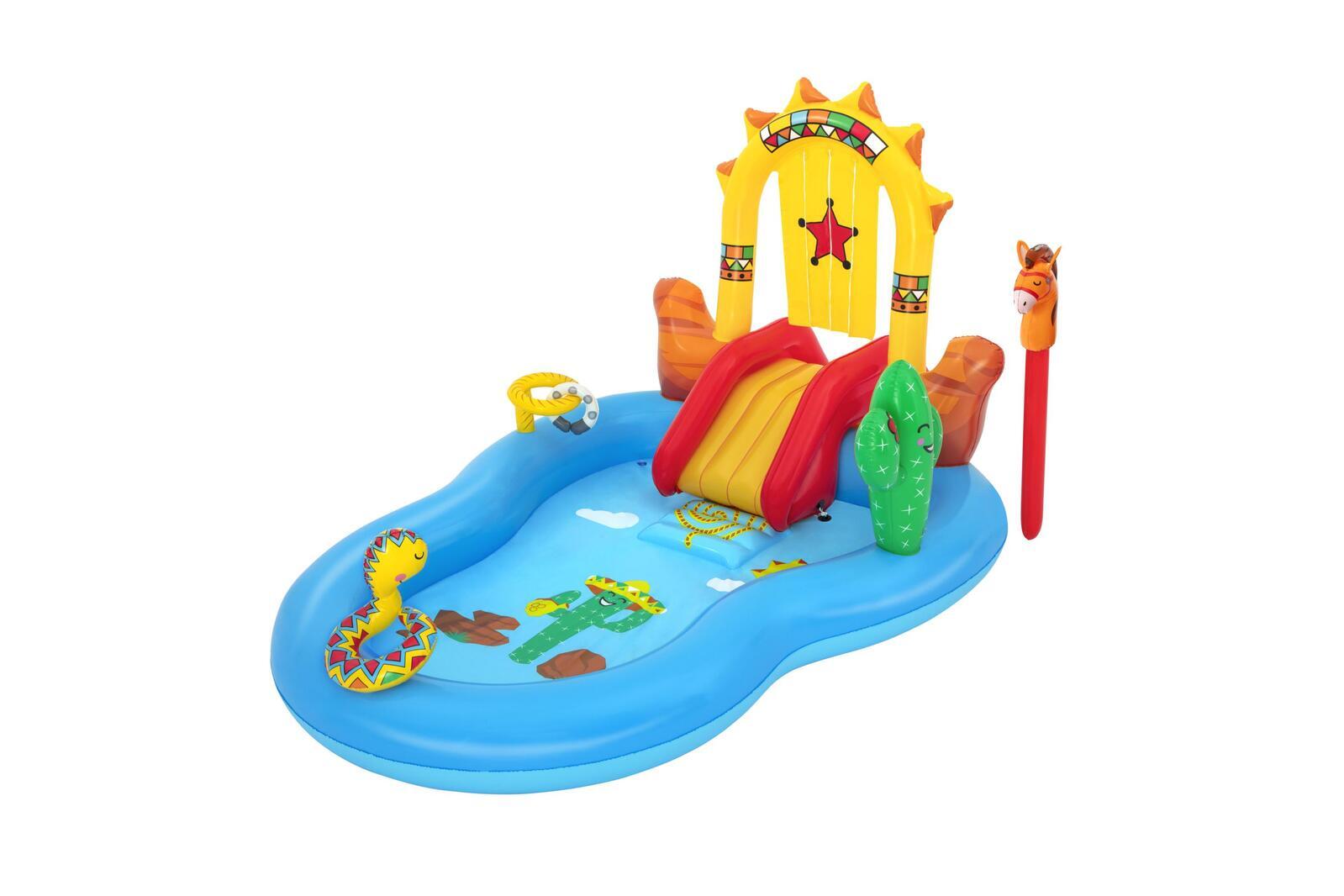 Inflatable Wild West Kids Play Pool with Slide & Sprayer - Bestway