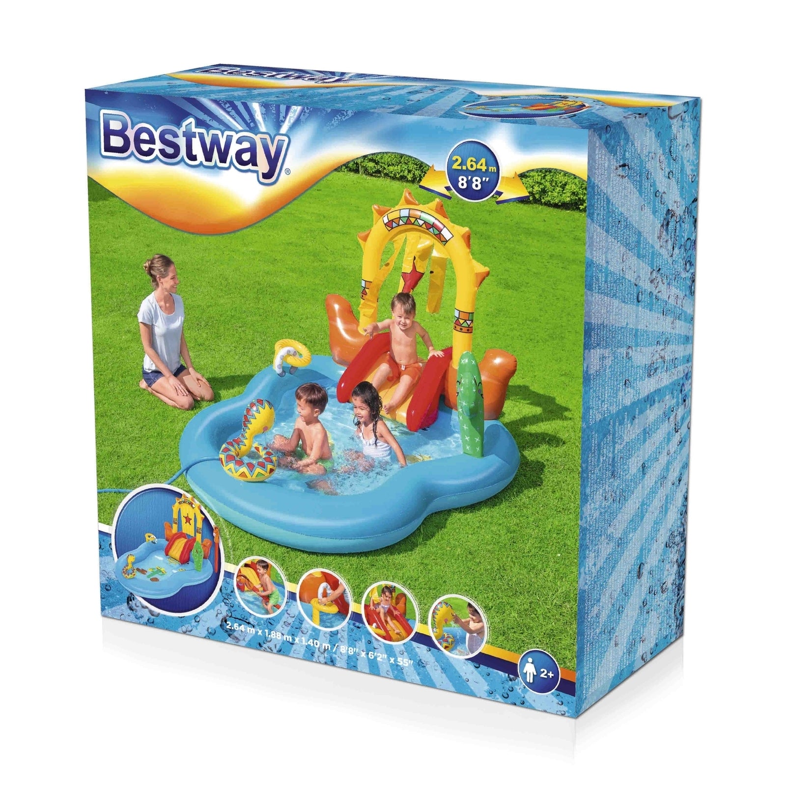 Inflatable Wild West Kids Play Pool with Slide & Sprayer - Bestway