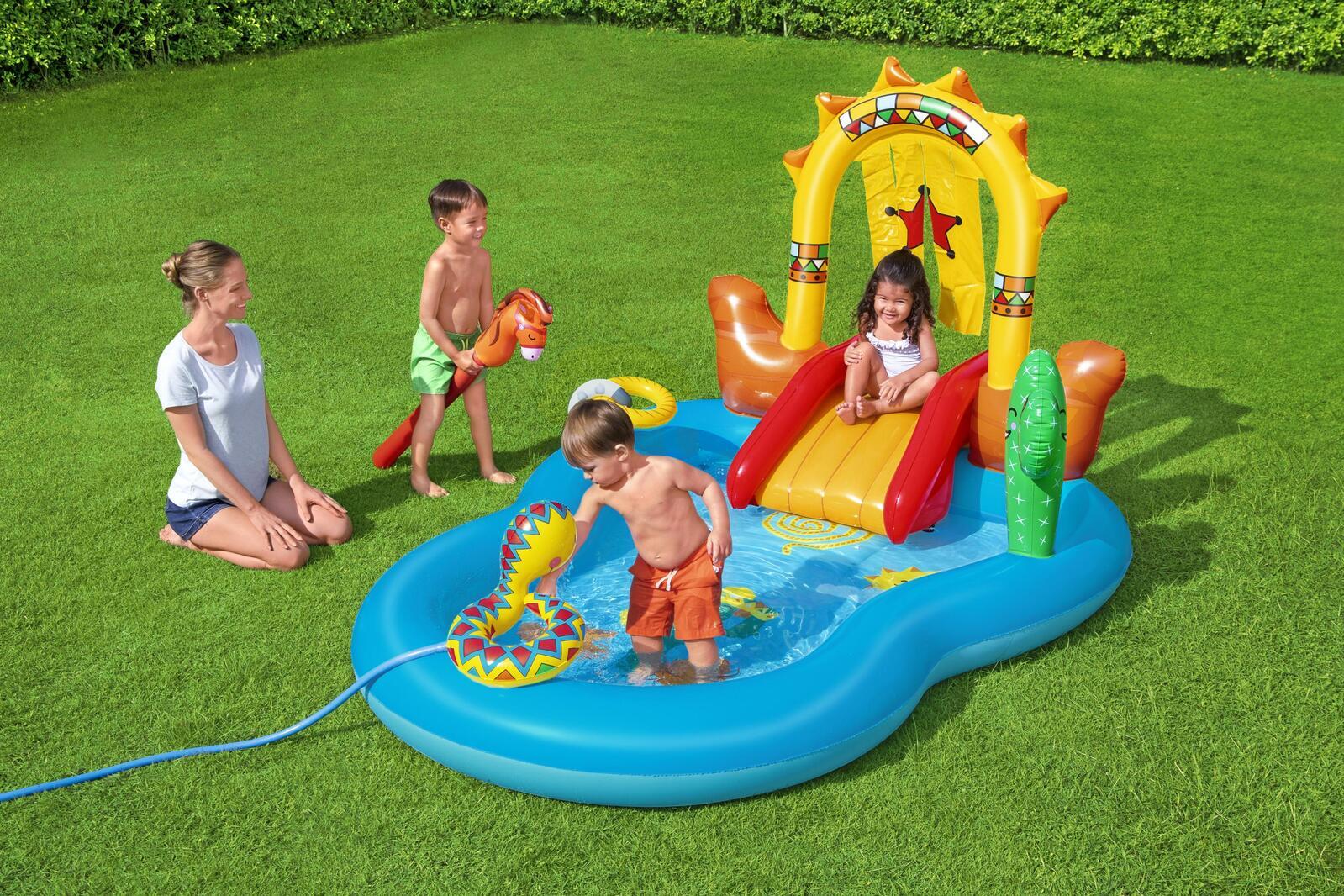 Inflatable Wild West Kids Play Pool with Slide & Sprayer - Bestway