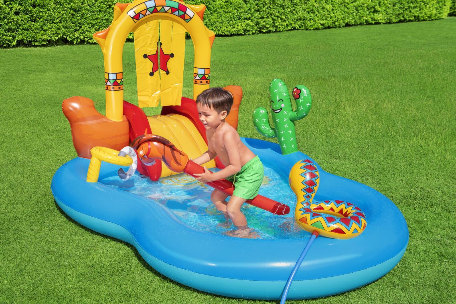 Inflatable Wild West Kids Play Pool with Slide & Sprayer - Bestway