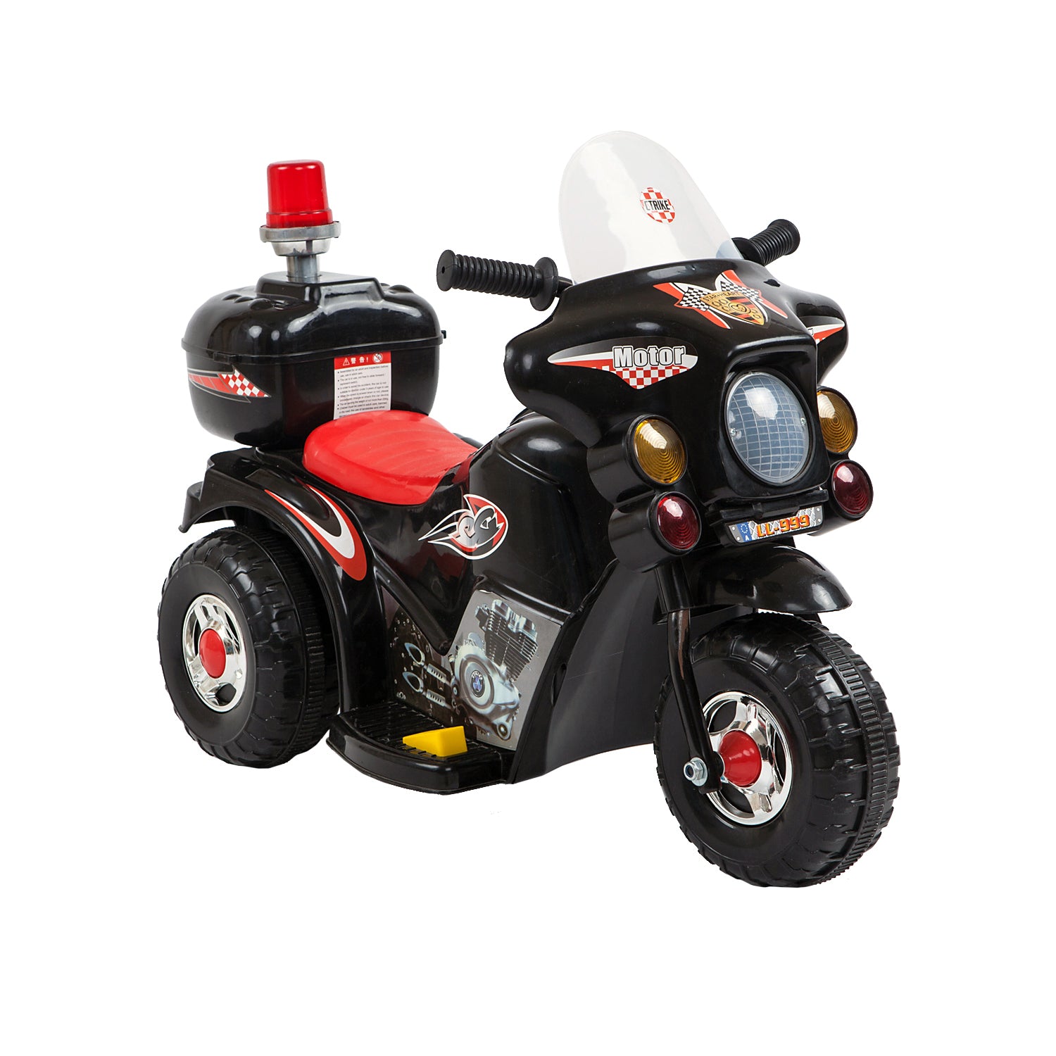 Rechargeable 6V Kids Ride-on Motorcycle, Ages 3-7, Black