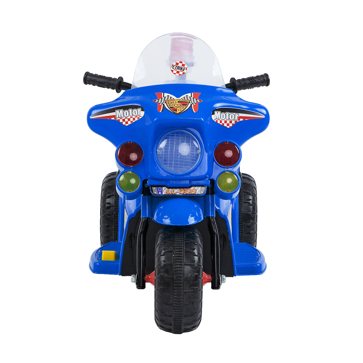 Rechargeable Kids Ride-on Motorcycle - 6V with Lights, Black/Red/Blue