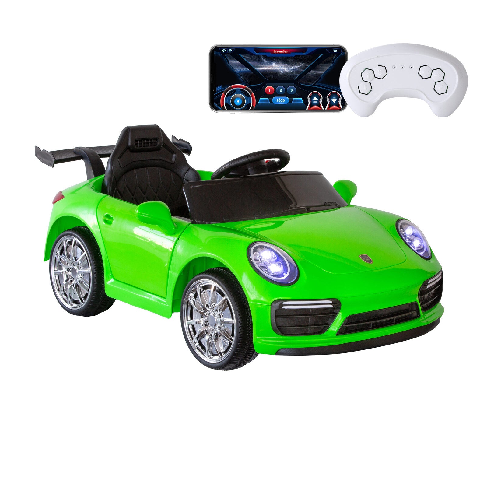 Porsche-inspired Design Ride-on Green Electric Car with Parental Remote Control
