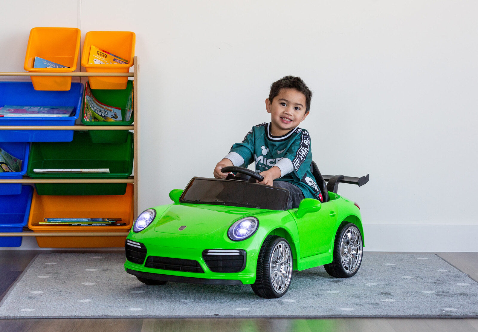Porsche-inspired Design Ride-on Green Electric Car with Parental Remote Control