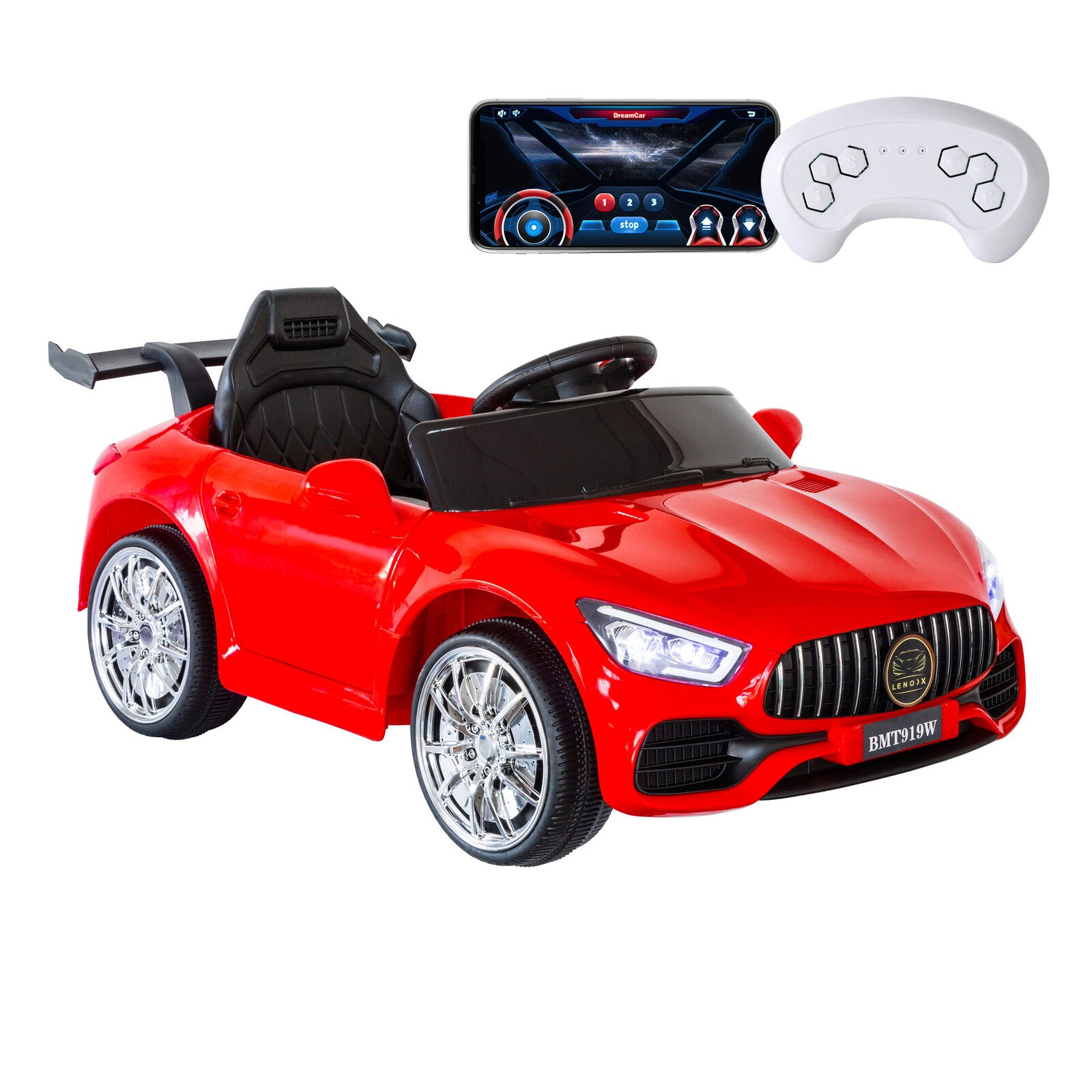 Mercedes-inspired Design Ride-on Red Electric Car with Parental Remote Control