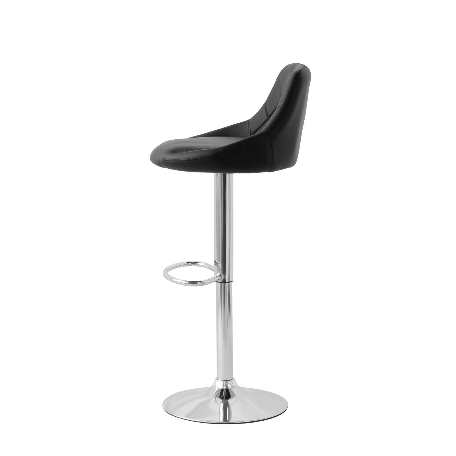 2 Diamond Style Padded Leather Barstools Black w/ Adjustable Height