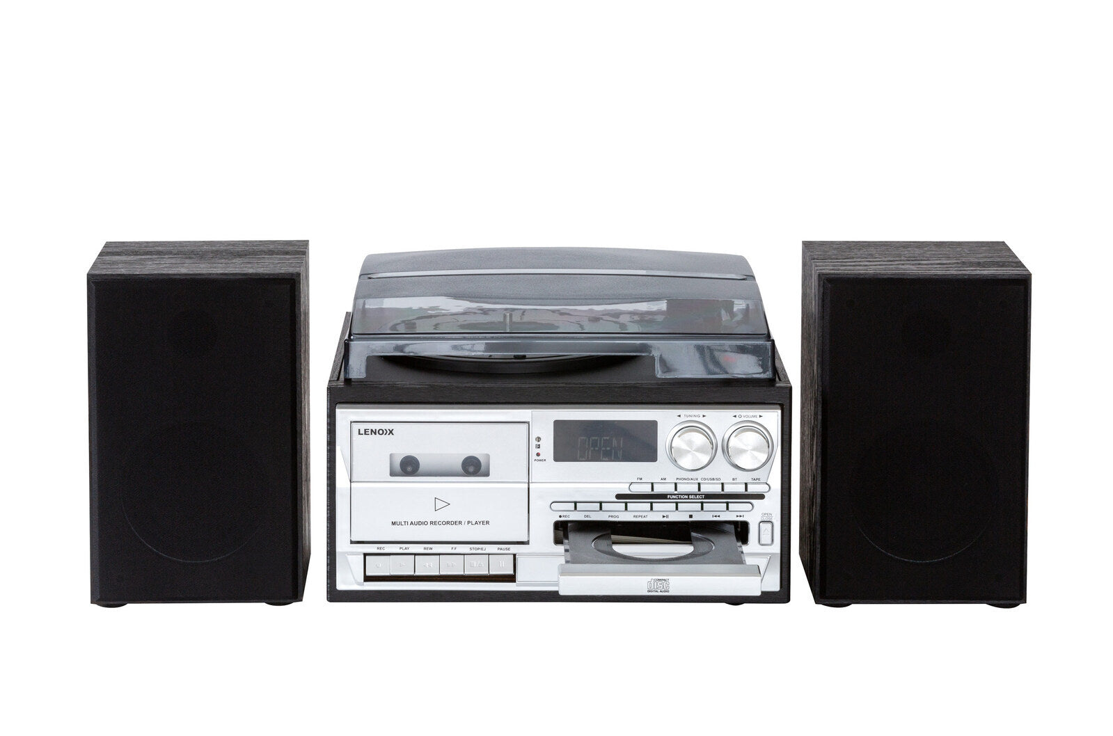 Audio Home Entertainment System Black Turntable, CDs, Vinyl, Wireless Streaming & More
