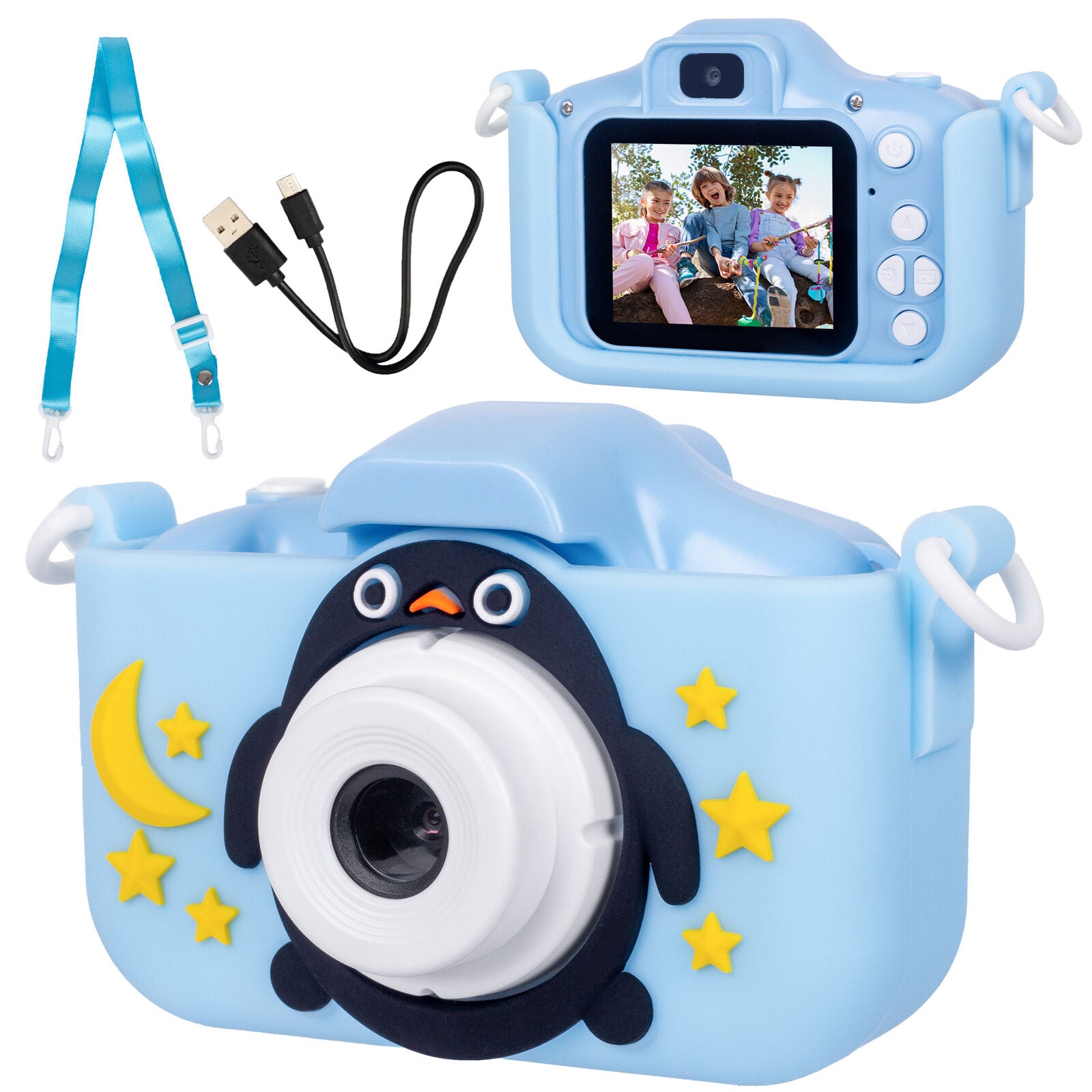 Kids Digital Dual Lens Camera, 4x Zoom and HD Video Recording Blue