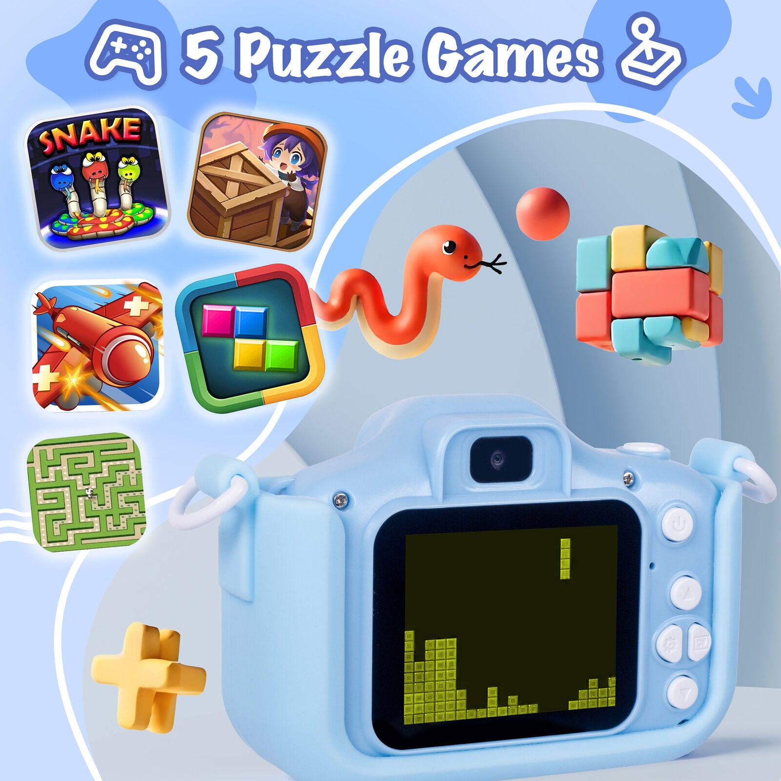 Kids Digital Dual Lens Camera, 4x Zoom and HD Video Recording Blue