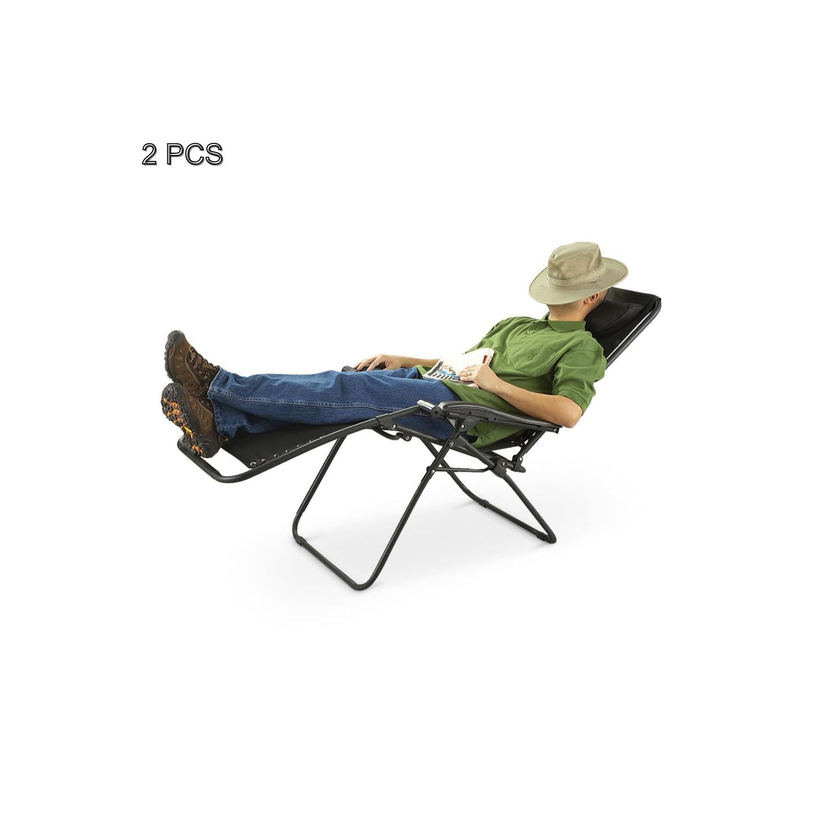 2 Pcs Zero Gravity Folding Reclining Chair Black