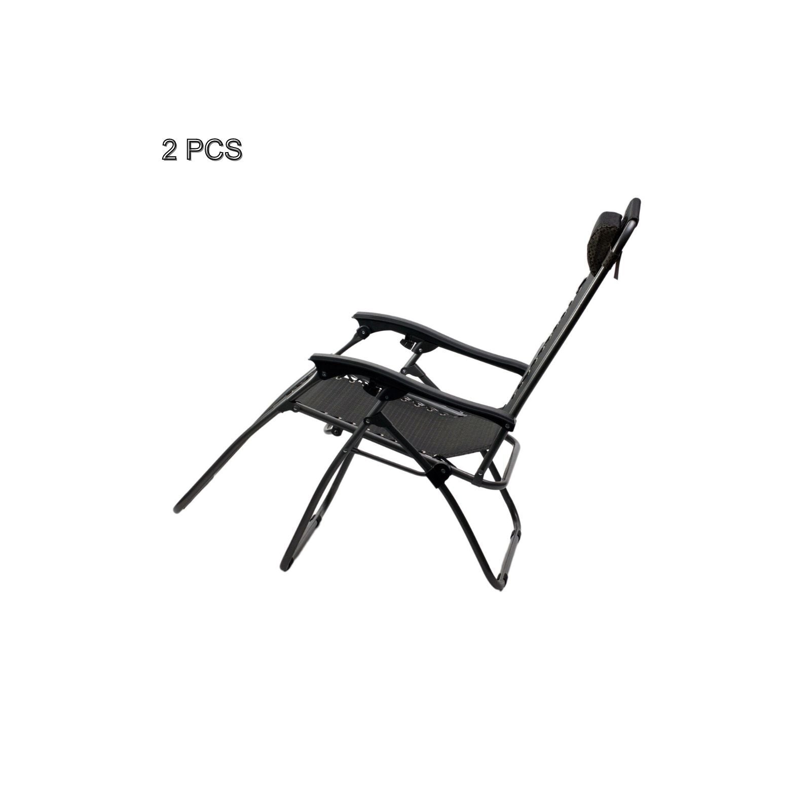 2 Pcs Zero Gravity Folding Reclining Chair Black