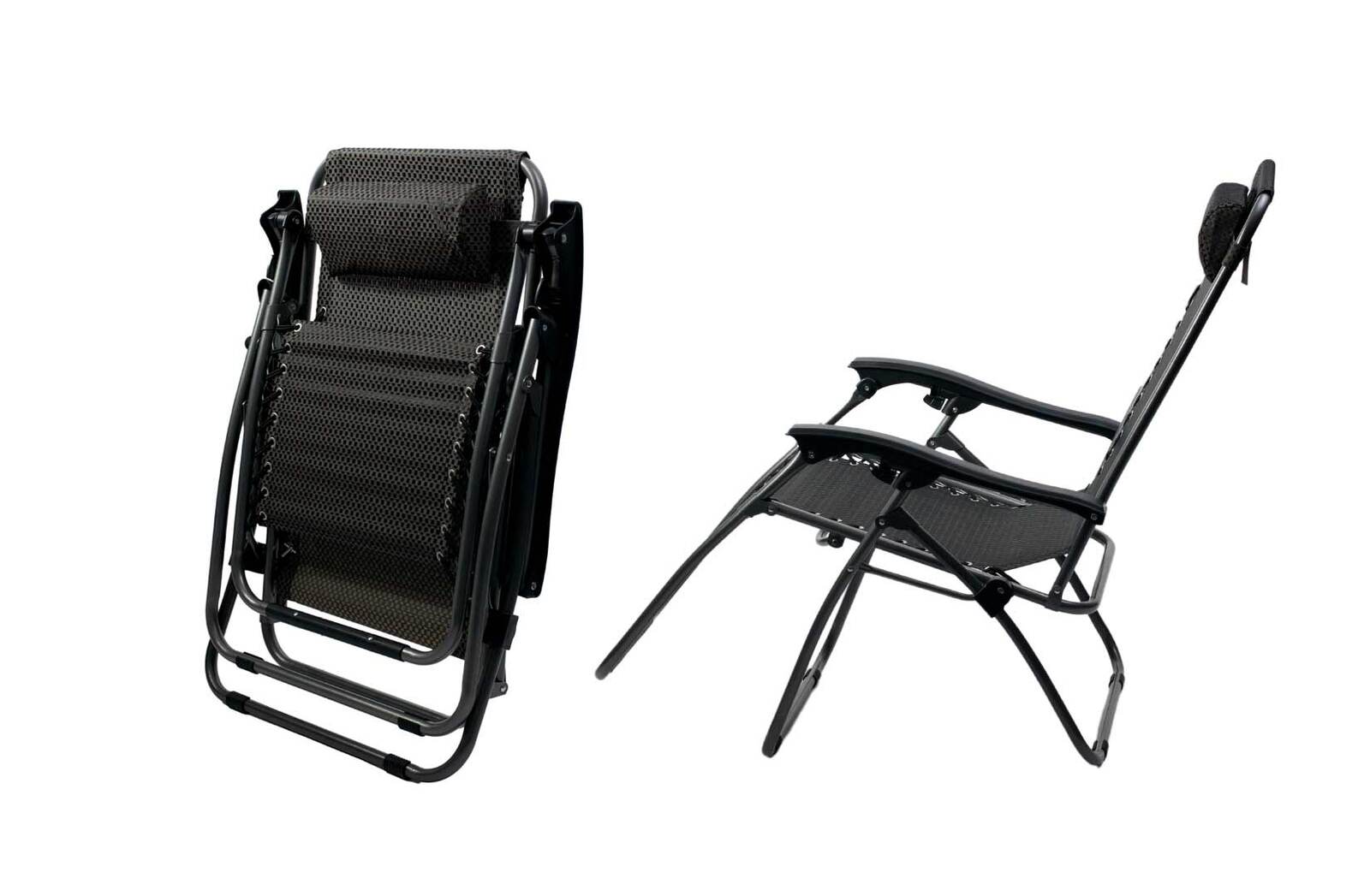 2 Pcs Zero Gravity Folding Reclining Chair Black