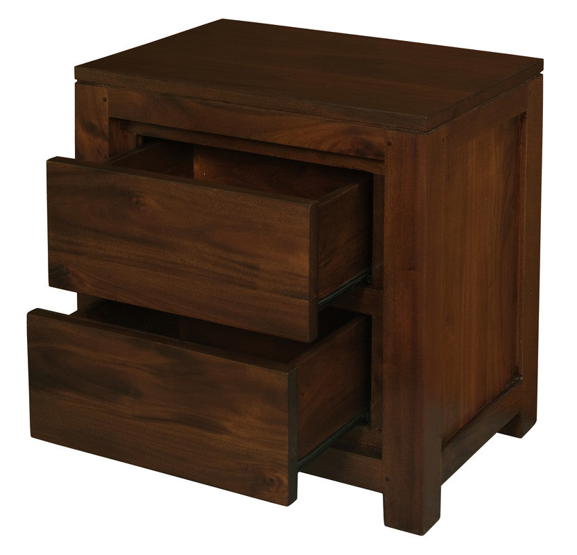 Amsterdam 2 Drawer Bedside Table Mahogany