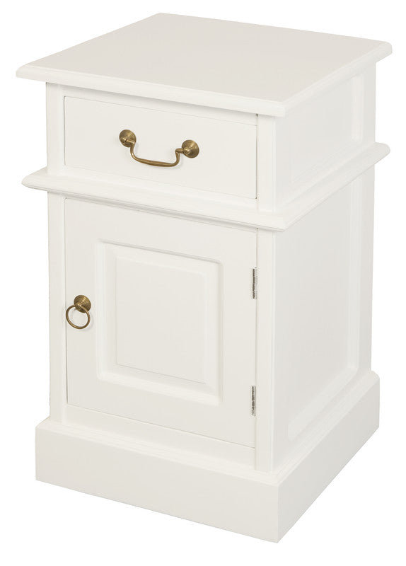 Tasmania 1 Solid Door 1 Drawer Bedside White