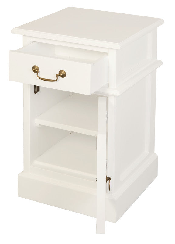 Tasmania 1 Solid Door 1 Drawer Bedside White