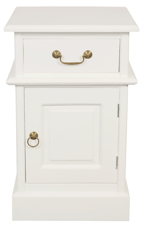 Tasmania 1 Solid Door 1 Drawer Bedside White