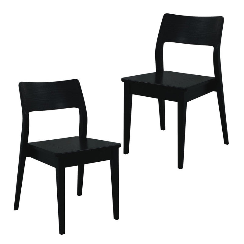 Providence Solid Oak Dining Chair - Set of 2 Black