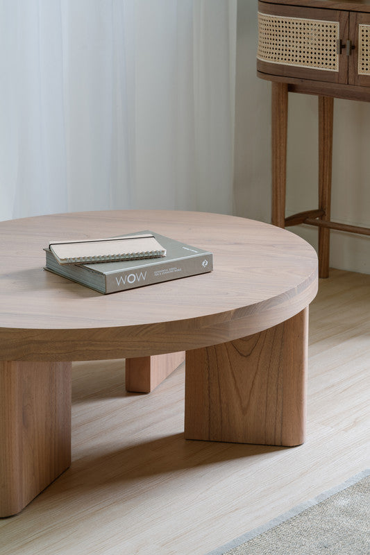 Apollo Round Solid Mindi Timber Coffe Table Natural