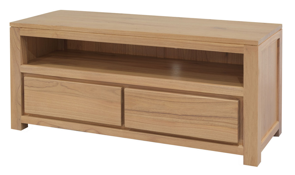 Amsterdam 2 Drawer Solid White Cedar Wood Entertainment Unit Natural