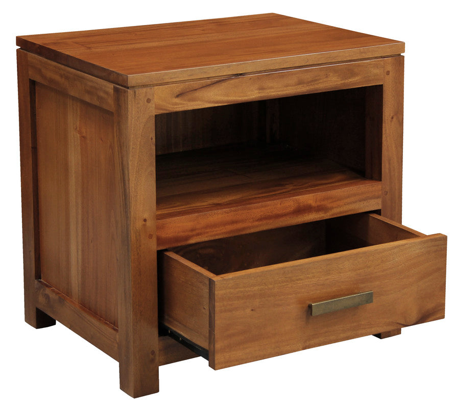 Paris 1 Drawer Solid Mahogany Timber Lamp Table Light Pecan