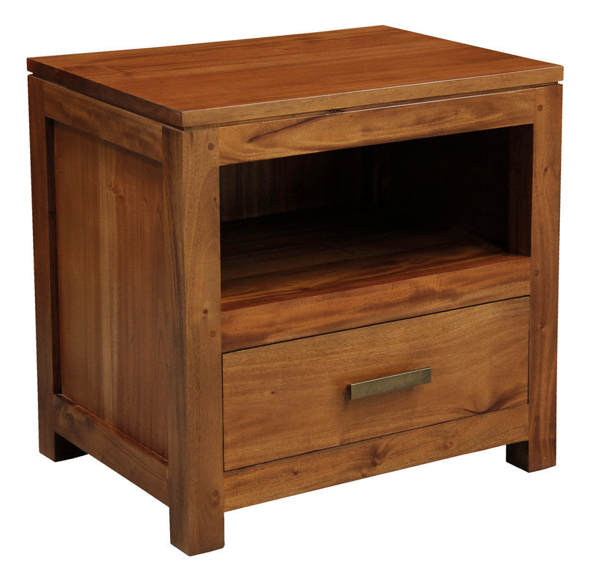 Paris 1 Drawer Solid Mahogany Timber Lamp Table Light Pecan