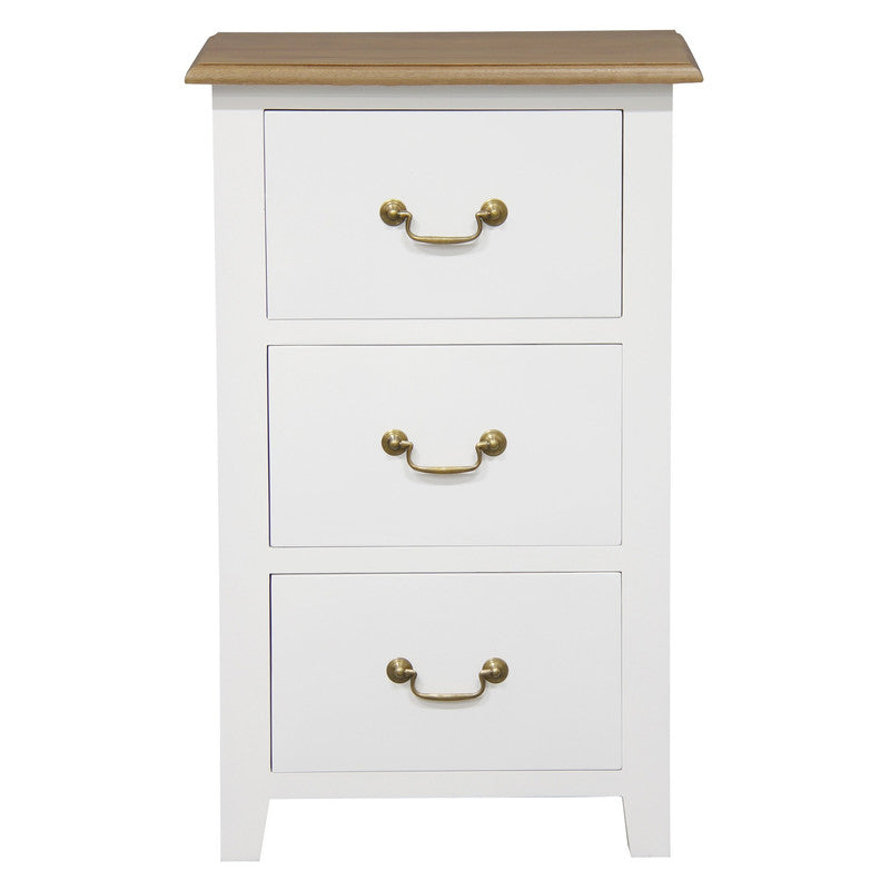 Tasmania 3 Drawer Lamp Table White Caramel