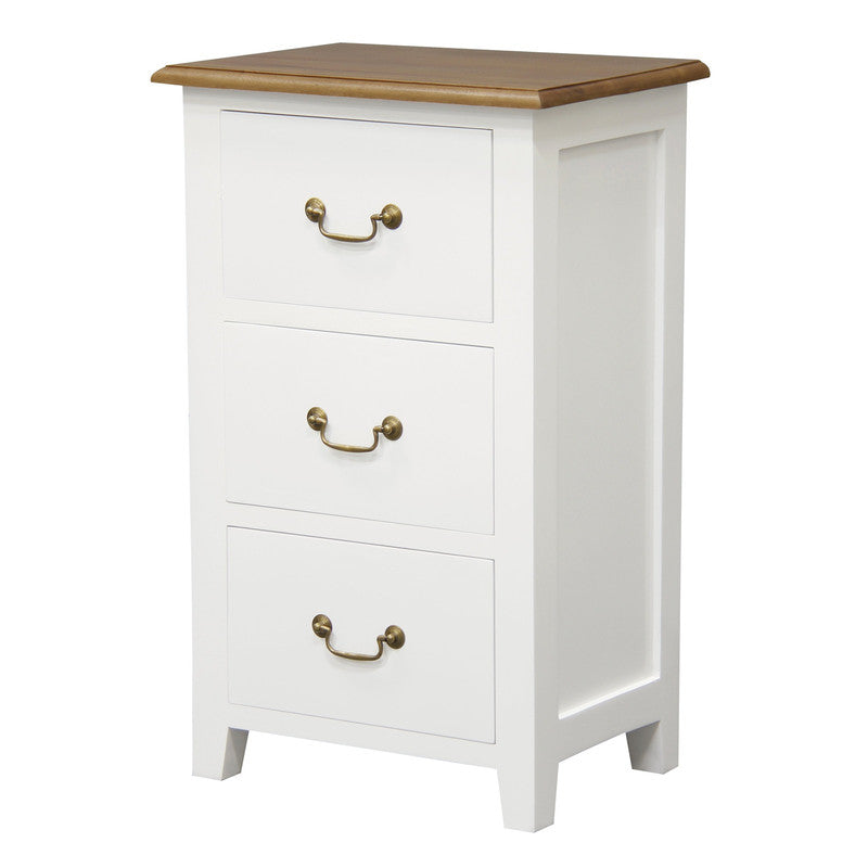 Tasmania 3 Drawer Lamp Table White Caramel