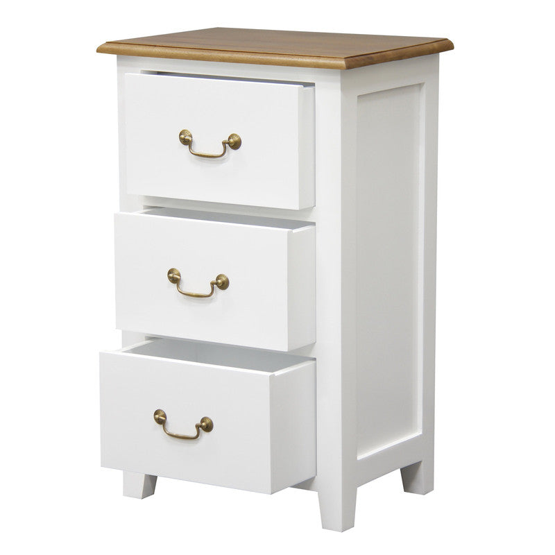Tasmania 3 Drawer Lamp Table White Caramel