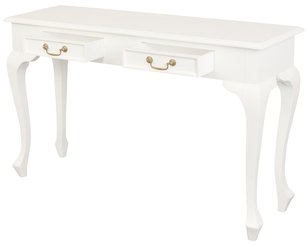 Queen Ann 2 Drawer Sofa Table White