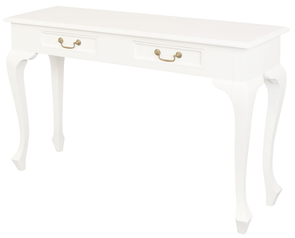 Queen Ann 2 Drawer Sofa Table White